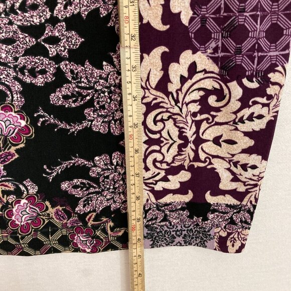 Chico's Travelers Purple Floral Abstract Slinky Knit Zip Back Dress size 12/14 - Picture 5 of 11